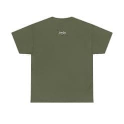 Addicted To Wax Unisex Heavy Cotton Tee 41 Plain Olive Green T-Shirt, Back View.