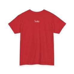 Addicted To Wax Unisex Heavy Cotton Tee 63 Red T-Shirt With 'Smelly' Text
