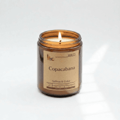 Scented candle in amber jar