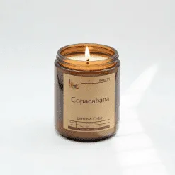 Scented candle in amber jar