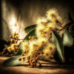 Aussie Bush candle with wattle and eucalyptus scent in amber jar