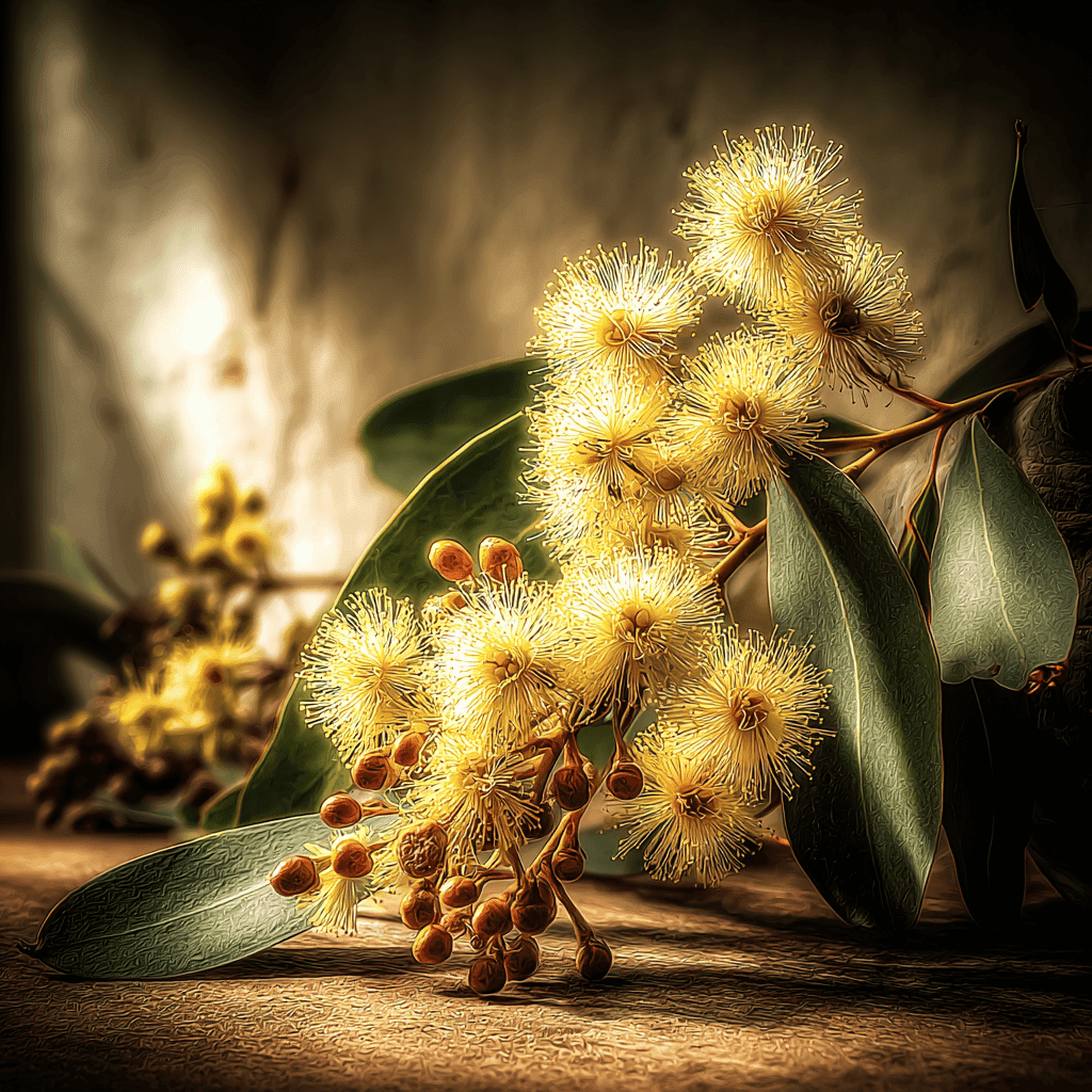 Aussie Bush Candle With Wattle And Eucalyptus Scent In Amber Jar