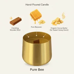 Luxurious Beeswax Candle With Wooden Wick