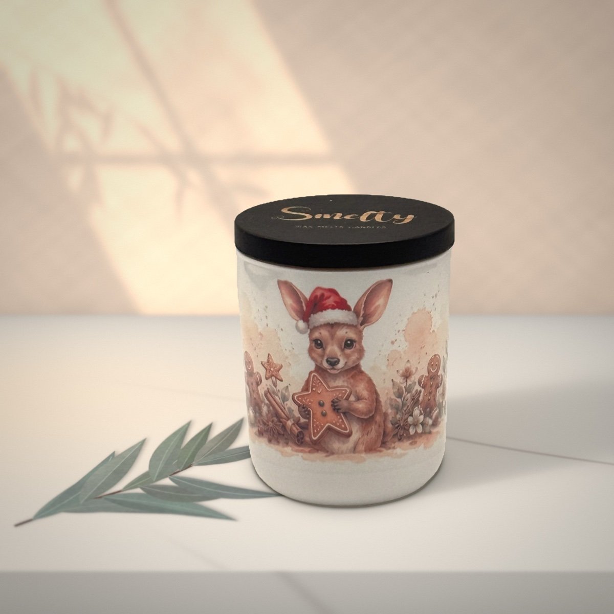 Kangaroo – Hansel &Amp; Gretel'S 3 Kangaroo Hansel &Amp; Gretel'S House Christmas Candle By Smelty Styled On A Stone Benchtop In Soft Window Light